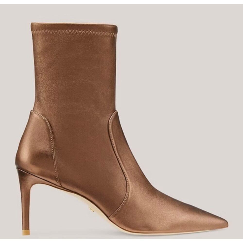 Stuart Weitzman Stuart 75 Booties – Bronze Metallic Nappa – EU 39.5 / US 9 – NIB